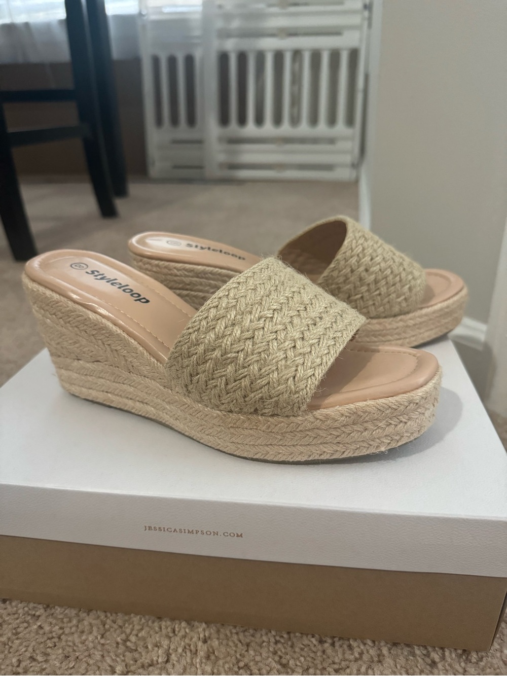 Women's Natural Wedge Espadrille Slide - brand new